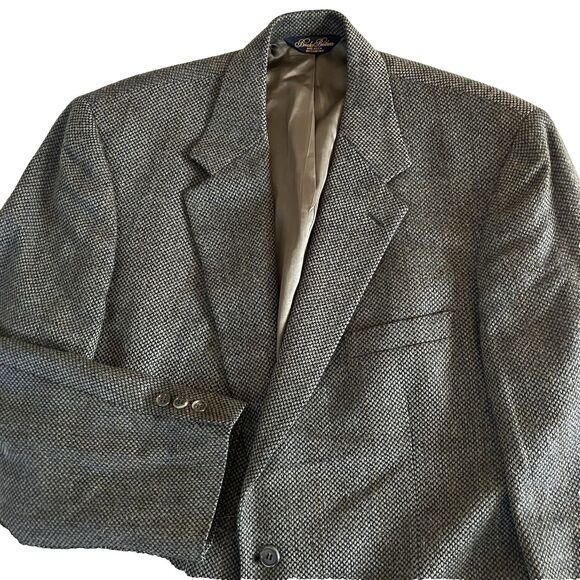 Brooks Brothers Vtg Sport Coat Wool Flannel Check Stripe Gray Black 42 43 USA - Picture 5 of 16